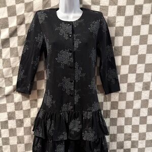 Wild Dress Women’s Vintage Long Sleeve Floral  Ruffle Hip Dress Size 7/8